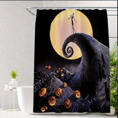 Halloween Pumpkin Bathroom Shower Curtain Waterproof Hand Washable