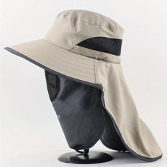 Sunscreen Bucket Hat With Neck Flap & Detachable Mask UV Protection