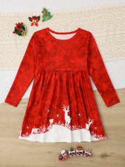 Reindeer Graphic Dress Girls Christmas Gift