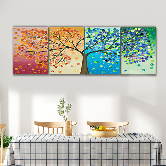 Abstract Colorful Trees & Falling Leaves Art for Wall Decor
