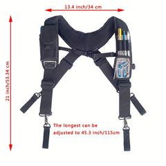 Magnetic Tool Belt Suspenders With Phone Holder