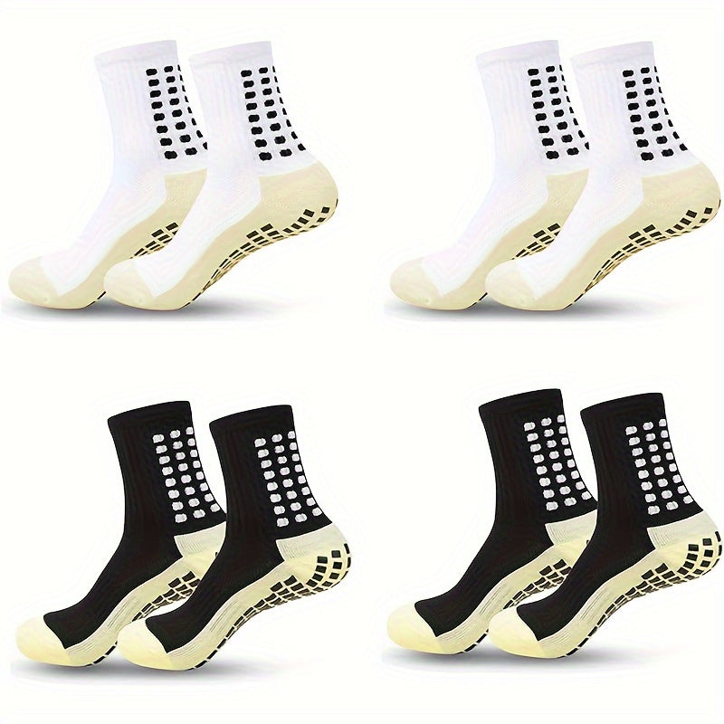 1 Pair Grip Socks Anti Slip Crew Socks for Soccer Football Basketball