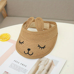 Kids' Rabbit Ear Straw Hat Spring Autumn Beach Sunshade Hat