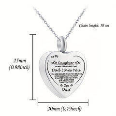 Heart Cremation Urn Necklace Stainless Steel Pendant Keepsake Gift