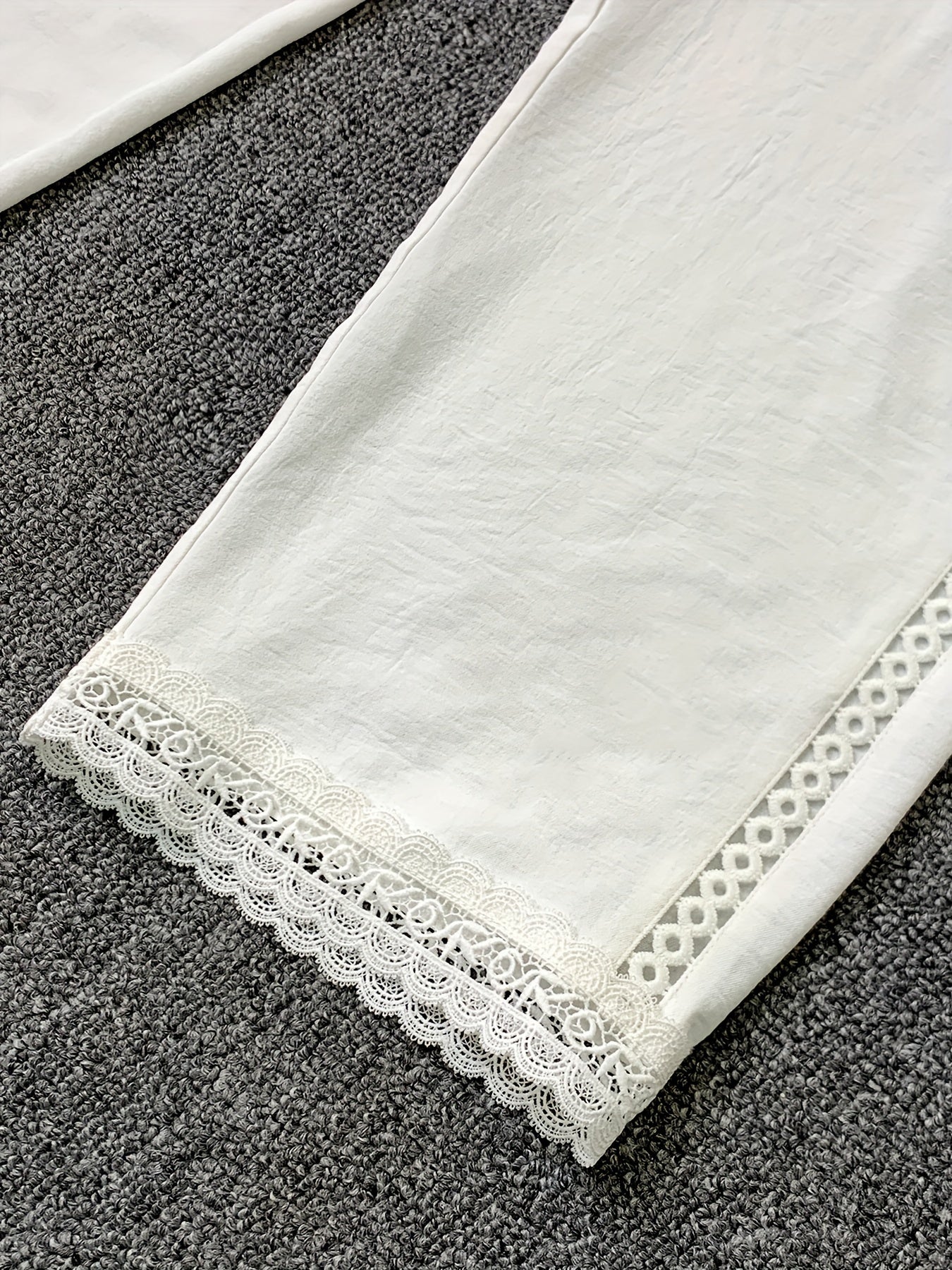 Lace Waist Straight Leg Pants Casual Loose Pants