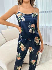 Floral Print Lounge Set Cami Top & Pants Women's Loungewear