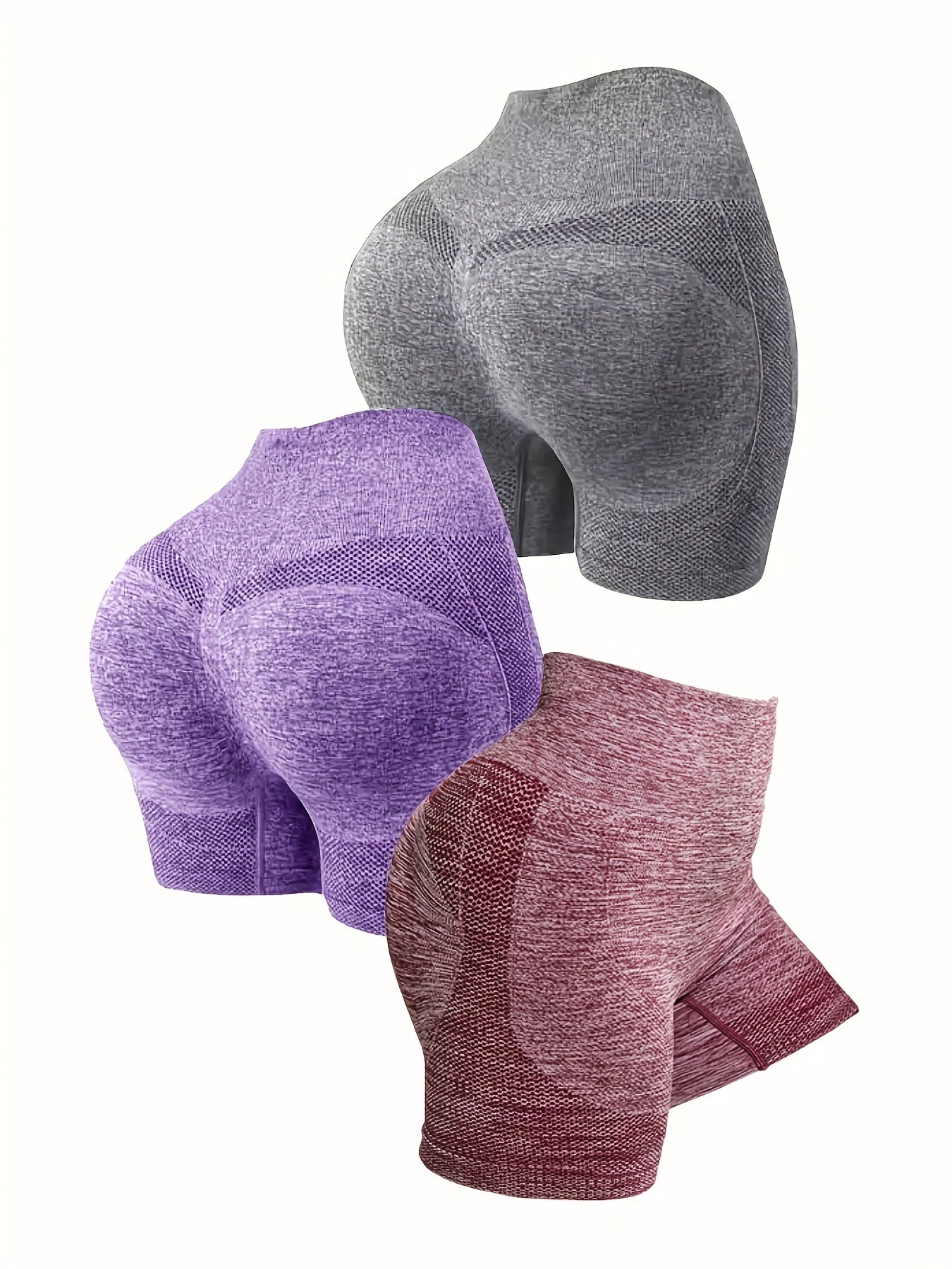 3 Pcs Yoga Shorts Seamless High Waist Butt Lifting Multicolor