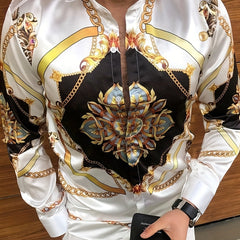 Men's Turn Down Collar Long Sleeve Casual Shirt