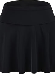 Solid Tummy Control Swimwear Skort