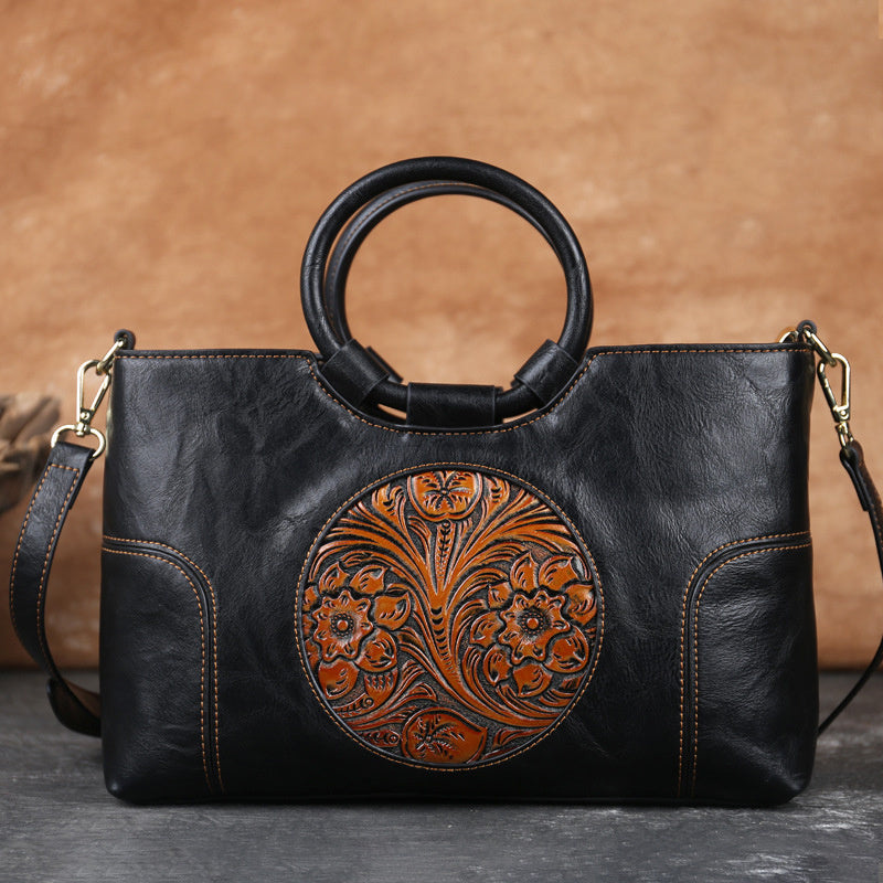 Vintage Flower Tote Bag Crossbody Satchel Purse