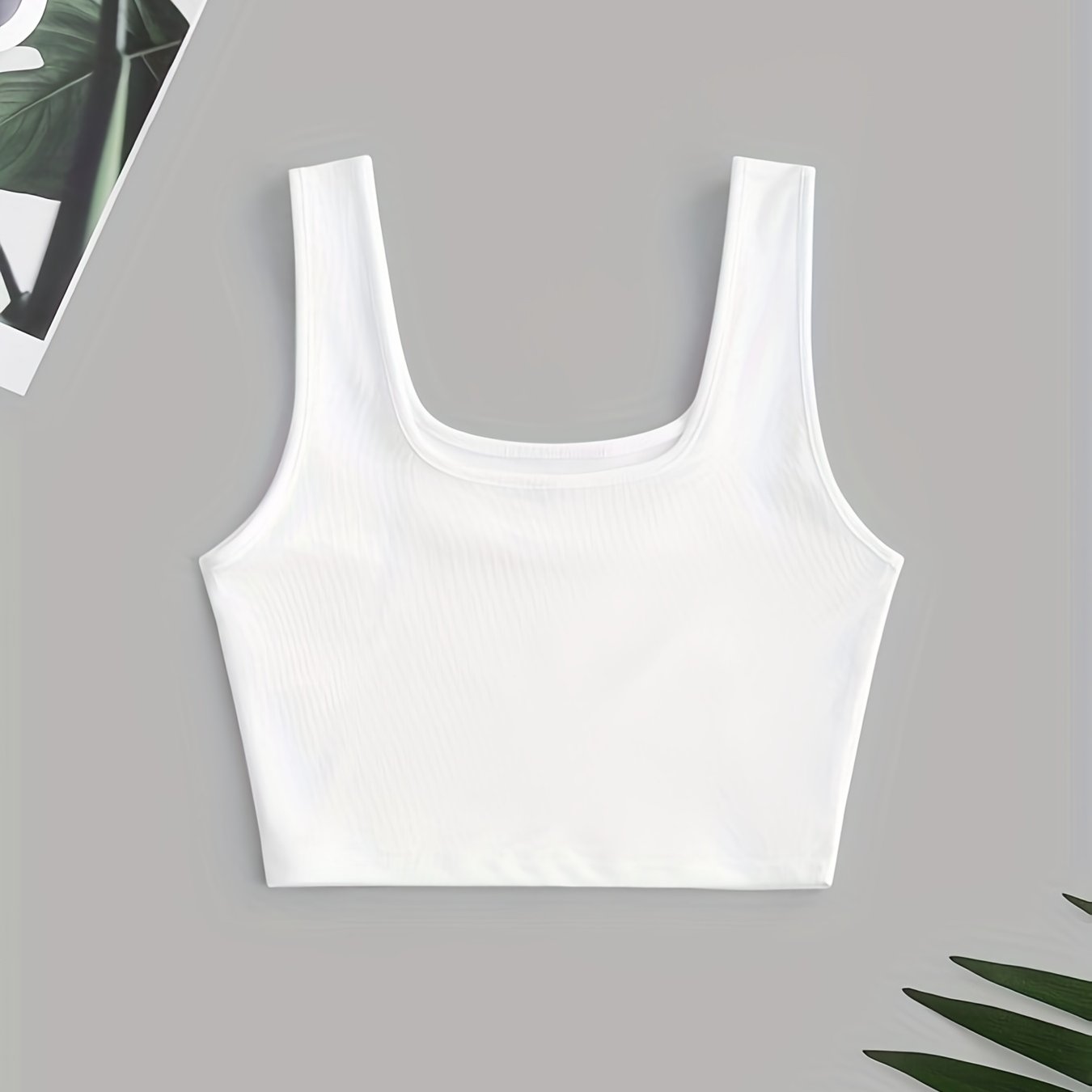 Ribbed Square Neck Crop Tank Top Y2K Sleeveless Tank Top Summer