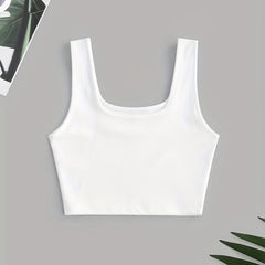 Ribbed Square Neck Crop Tank Top Y2K Sleeveless Tank Top Summer