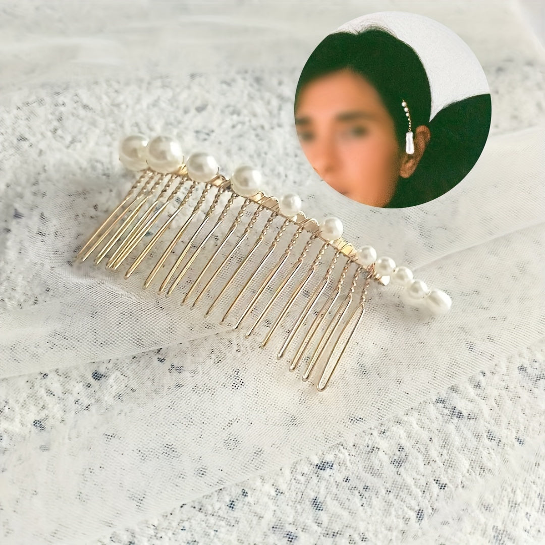 Handcrafted Faux Pearls Bridal Hair Comb in Zinc Alloy