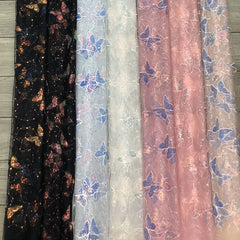 Sequin Butterfly Mesh Embroidered Fabric for Sewing Apparel Costumes Craft