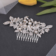 Bridal Hair Comb Faux Pearl Wedding Headpiece Vintage Floral Hair Piece