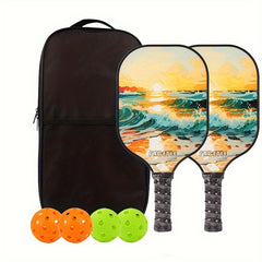 2pcs Fiberglass Pickleball Rackets & Balls Set for Competitive Sports
