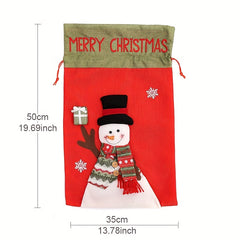 Large 3D Sackcloth Xmas Gift Bag Santa Back Bag