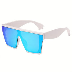 Men's Large Square Frame Sunglasses Casual Mixed One piece Glasses