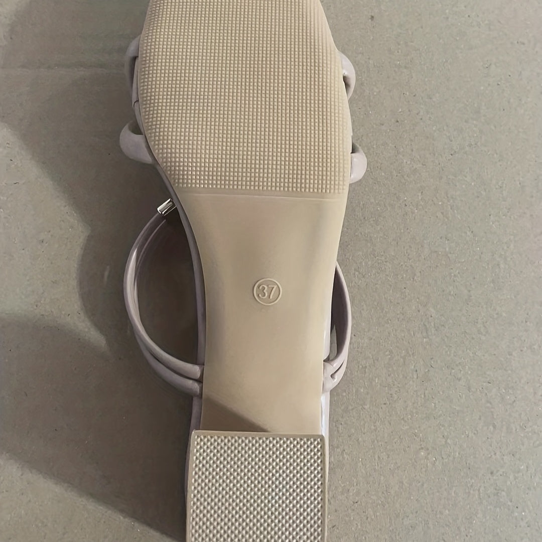 Women's Cross Strap Square Toe Sandals Chunky Heels