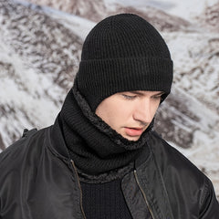 Winter Ear Protection Hat Scarf Fleece Knitted Suit Snow Weather Warm