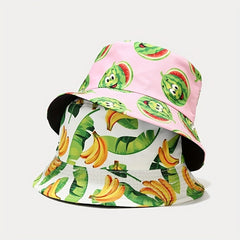 Fruit Print Bucket Hat Summer Sunscreen Fisherman Cap for Women