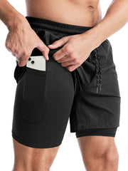 Men's 2 in 1 Double Layer Quick Drying Sports Shorts