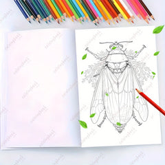 Deluxe Insect Painting Coloring Book for Adults - 22 Pages