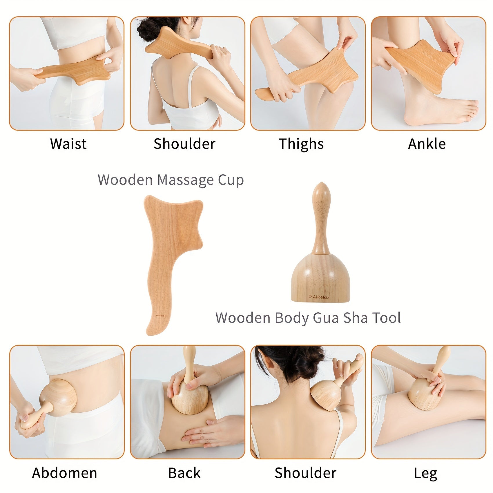 Wood Therapy Massage Tools Set Anti Cellulite Massager Kit for Body Shaping