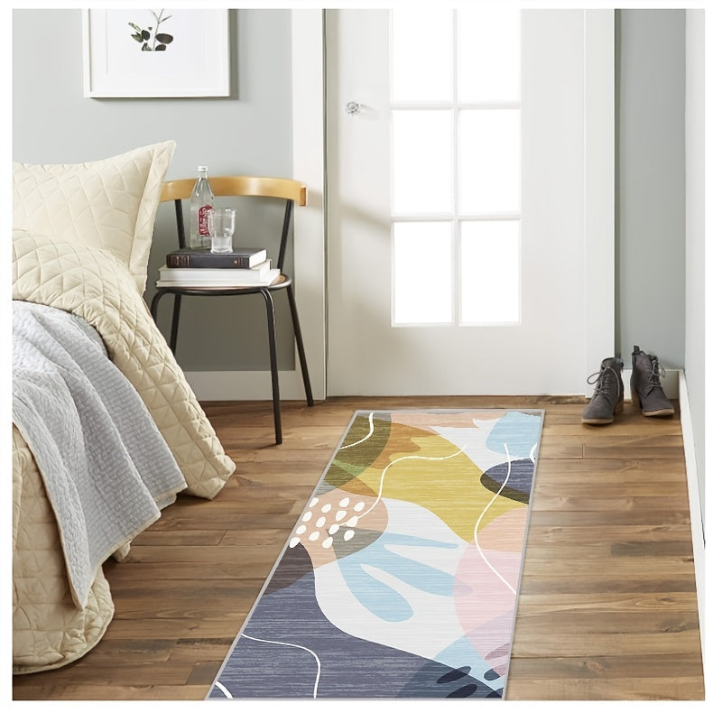 Modern Abstract Long Carpet, Machine Washable Anti-Slip