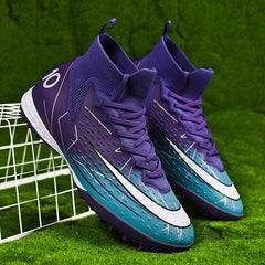Men's High Top Turf Football Boots Anti skid Outdoor Soccer Cleats