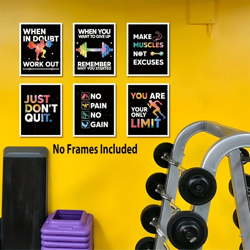 Gym Wall Art Set of 6: Inspirational Workout Room Poster