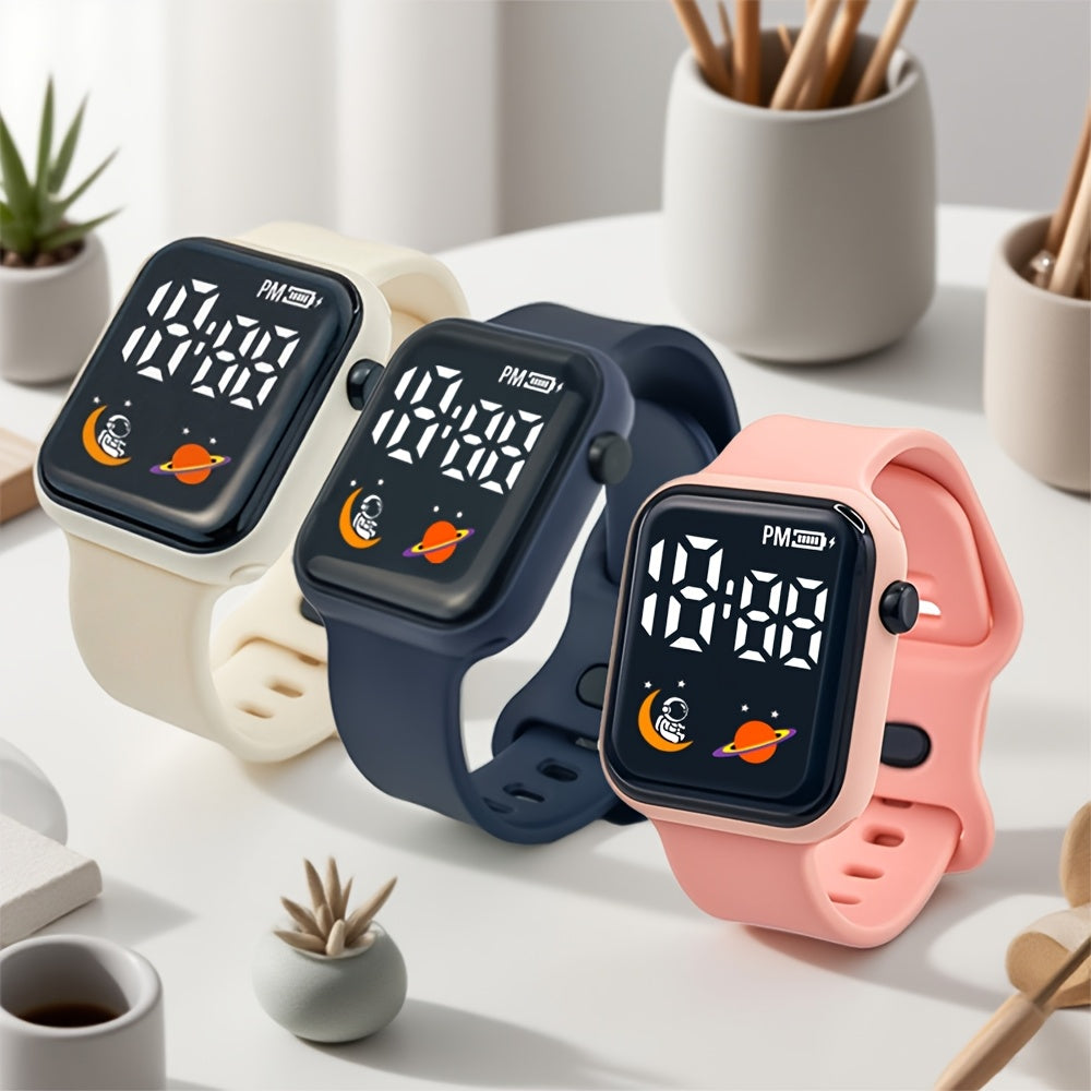 Square Astronaut Rocket Electronic Watch for Students