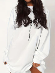 Dragonfly Print Long Sleeve Round Neck Tee Dress