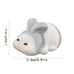 8pcs Mini Bunny Family Resin Ornaments for Micro Landscape Decoration