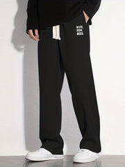 Wife Mom Letter Print Casual Loose Fit Pants