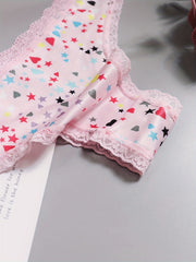 3 Pack Plus Size Lace Print Cheeky Panty Set