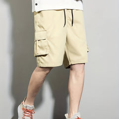 Men's Casual Cargo Shorts Outdoor Summer Drawstring Waist Pocket