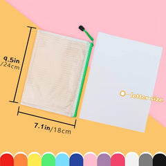16pcs A5 Zipper Mesh File Bag Clear Waterproof Pouch