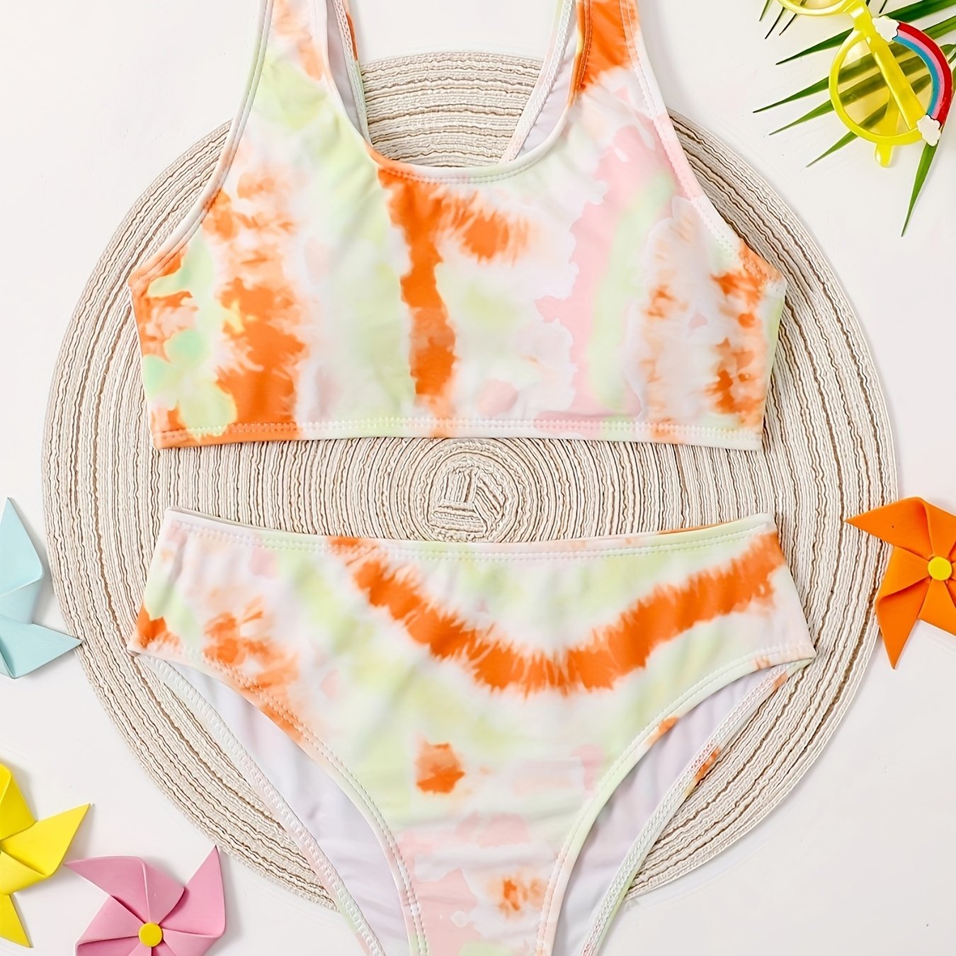 Girls Tie Dye 2pcs Bikini Set & Bathing Suit for Beach Vacation Gift