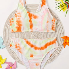 Girls Tie Dye 2pcs Bikini Set & Bathing Suit for Beach Vacation Gift