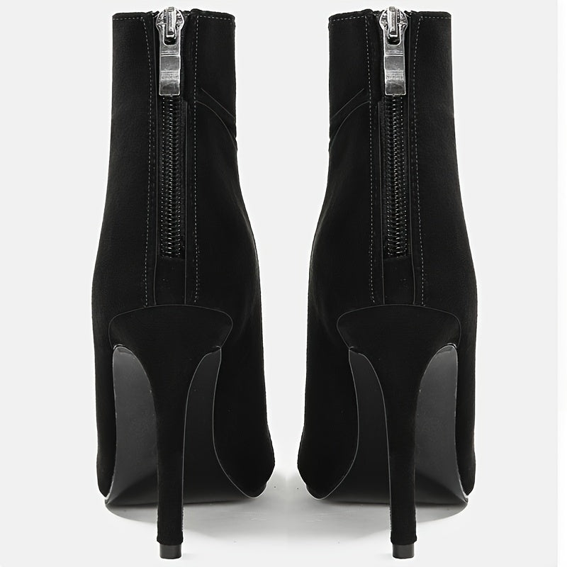Women's Pointed Toe Ankle Boots Stiletto Heel Zipper Back Pumps