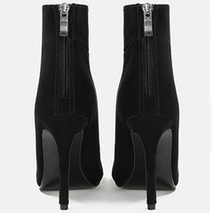 Women's Pointed Toe Ankle Boots Stiletto Heel Zipper Back Pumps