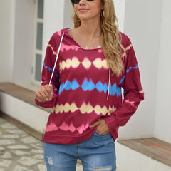 Tie Dye Heartbeat Print Hoodie Women's Sweatshirt