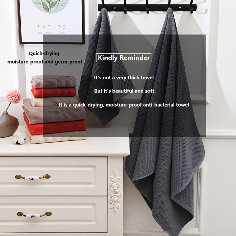 3pcs Waffle Towel Set - Soft Thick Quick Dry Towels