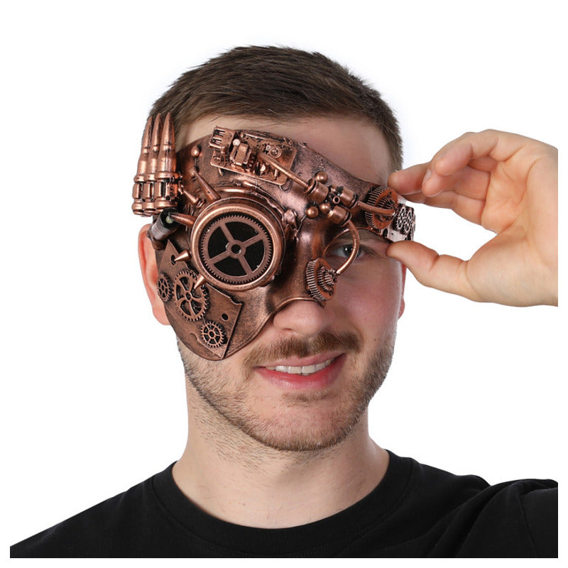 Half Face Steampunk Bronze Mask for Masquerade