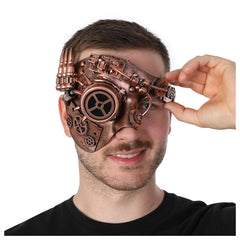 Half Face Steampunk Bronze Mask for Masquerade