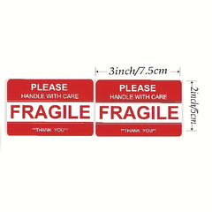 120 Fragile Stickers w/ Handle - 7.62x5.08cm
