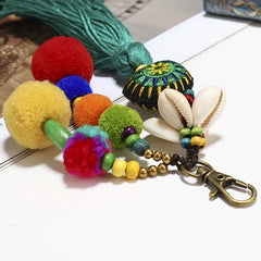 Boho Pom Pom Tassel Keychain Mexican Key Ring Bag Charm