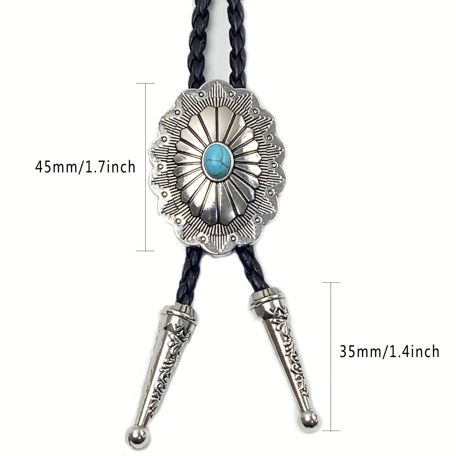 Vintage Turquoise Stone Bolo Tie Retro Mens Necktie