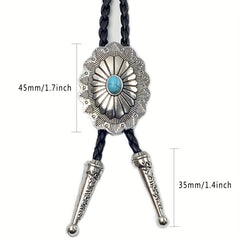 Vintage Turquoise Stone Bolo Tie Retro Mens Necktie